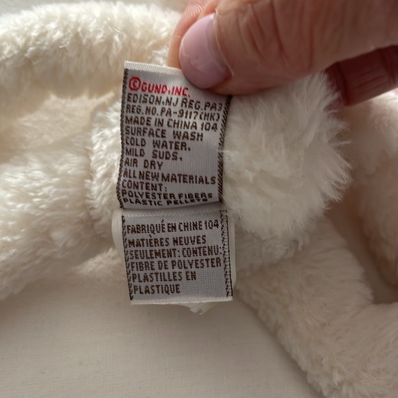 White and pink bunny stuffed toy from Gund. Named Binker. - Picture 6 of 7